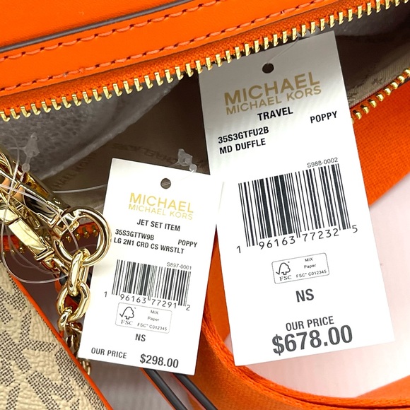 Michael Kors Medium Duffle Satchel Bag & Large 2 in 1 Card Case Wristlet - Picture 11 of 11